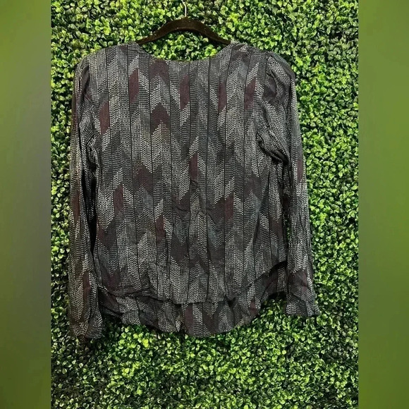 ANTHROPOLOGIE CLOTH & STONE BOHO FLOWY BLUE DOTTED HERRINGBONE BLOUSE - Size XS - Picture 6 of 8